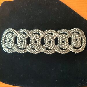 Vintage 1982 Signed Mimi Di N Silver Tone Braided Knot Rope Belt Buckle